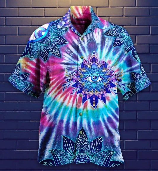 Yoga Aloha Hawaiian Shirt, Yoga Eyes Love Mandala Hawaiian Shirt For Summer, Yoga Aloha Shirt - Perfect Gift For Men, Women, Yoga Lover, Friend - Amzanimalsgift