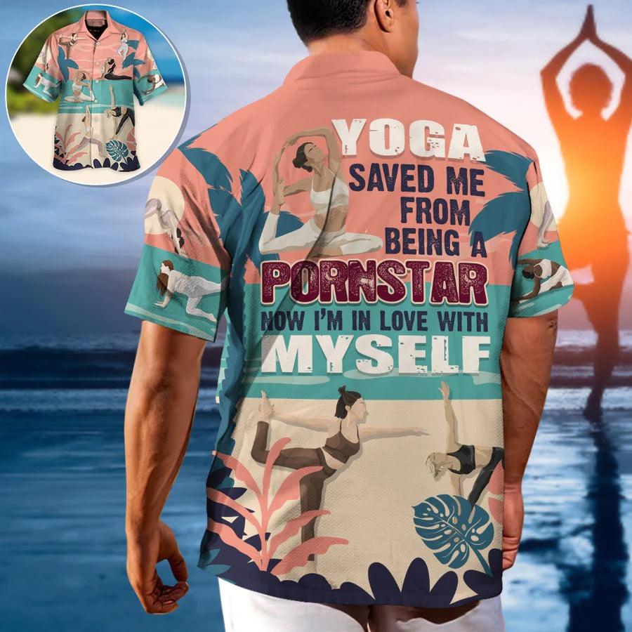 Yoga Aloha Hawaiian Shirt, Yoga I'm In Love With Myself Hawaiian Shirt For Summer, Yoga Aloha Shirt - Perfect Gift For Men, Women, Yoga Lover, Friend - Amzanimalsgift