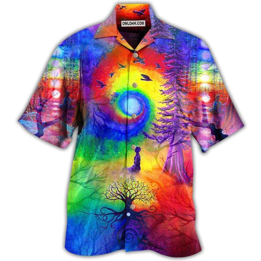Yoga Aloha Hawaiian Shirt, Yoga Meditation Is Being In Tune With Your Inner Universe Aloha Shirt - Perfect Gift For Men, Women, Yoga Lover, Friend - Amzanimalsgift