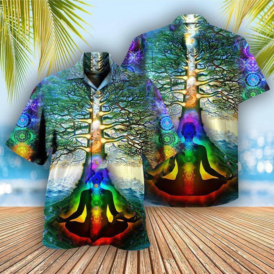Yoga Aloha Hawaiian Shirt, Yoga Peace Comes From Inside Tree Hawaiian Shirt For Summer, Yoga Aloha Shirt - Perfect Gift For Men, Women, Yoga Lover - Amzanimalsgift