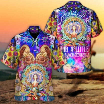 Yoga Aloha Hawaiian Shirt, Yoga Peace Love And Light Hawaiian Shirt For Summer - Perfect Gift For Men, Women, Yoga Lover, Friend, Family - Amzanimalsgift