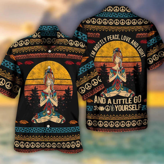 Yoga Aloha Hawaiian Shirt, Yoga Peace Love And Light Hawaiian Shirt For Summer, Yoga Aloha Shirt - Perfect Gift For Men, Women, Yoga Lover, Friend - Amzanimalsgift