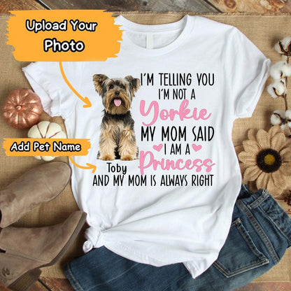 Yorkie Unisex T Shirt Custom - Customize Name & Photo I'm Telling You I'm Not A Yorkie Personalized Unisex T Shirt - Gift For Dog Lovers, Friend, Family - Amzanimalsgift