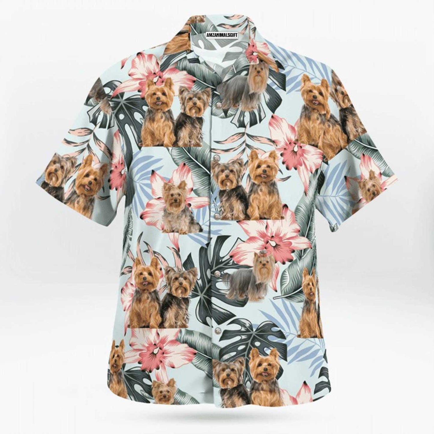 Yorkshire Aloha Hawaiian Shirt, Yorkie Tropical Pattern Hawaiian Shirt, Yorkie Aloha Shirt For Summer - Perfect Gift For Men, Women, Dog Lover, Friend - Amzanimalsgift