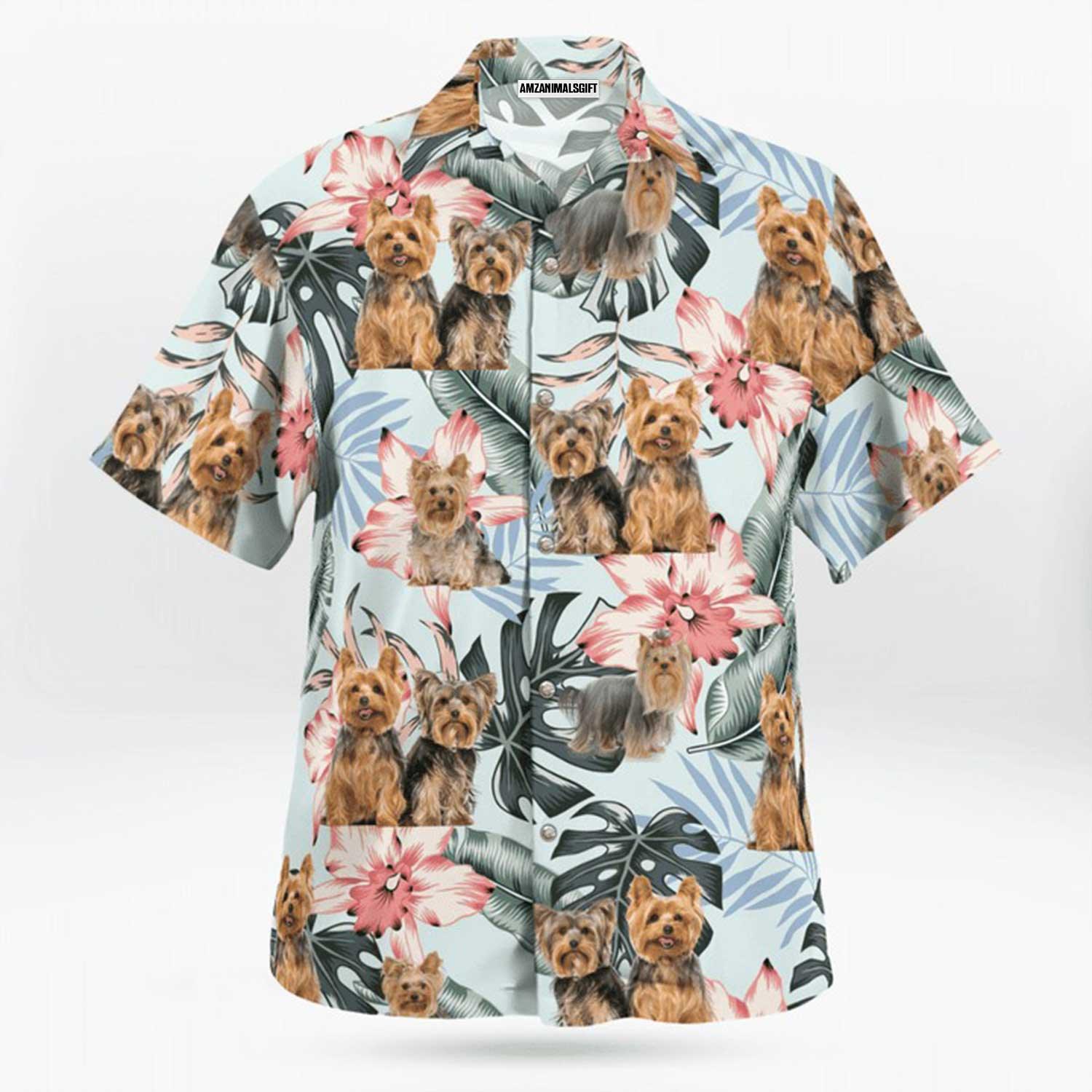 Yorkshire Aloha Hawaiian Shirt, Yorkie Tropical Pattern Hawaiian Shirt, Yorkie Aloha Shirt For Summer - Perfect Gift For Men, Women, Dog Lover, Friend - Amzanimalsgift