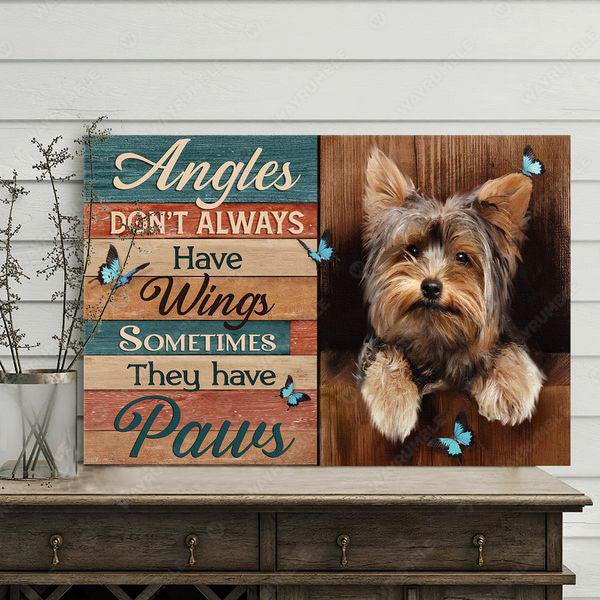 Yorkshire Landscape Canvas - Yorkie Angels Don’t Always Have Wings Sometimes They Have Paws Landscape Canvas - Gift For Dog Lovers, Friends, Family - Amzanimalsgift