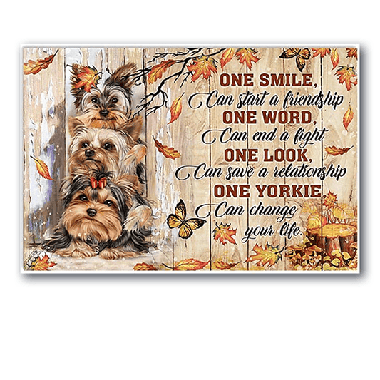 Yorkshire Landscape Canvas - Yorkie Enjoy Autumn With A Funny Face, Yorkie Can Change Your Life Landscape Canvas- Gift For Dog Lovers, Friends, Family - Amzanimalsgift