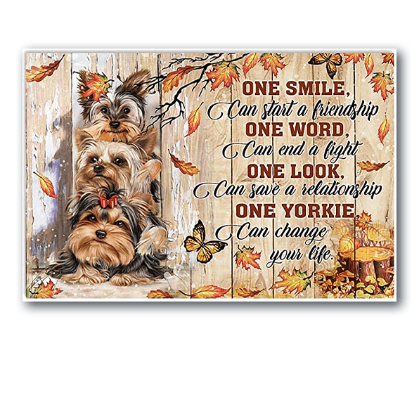 Yorkshire Landscape Canvas - Yorkie Enjoy Autumn With A Funny Face, Yorkie Can Change Your Life Landscape Canvas- Gift For Dog Lovers, Friends, Family - Amzanimalsgift