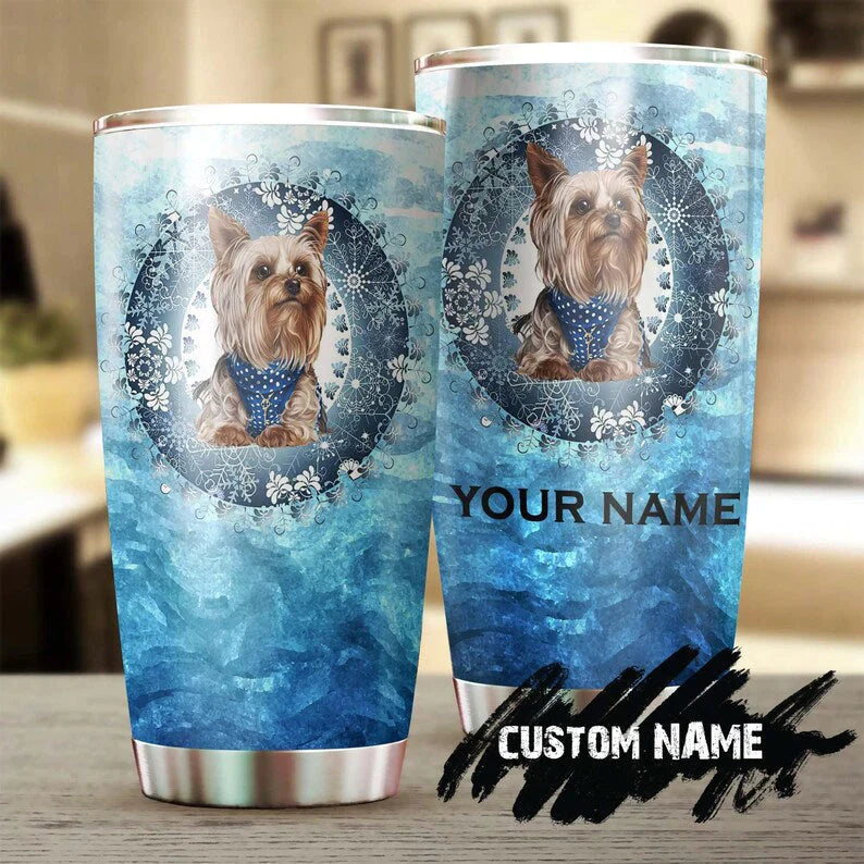 Yorkshire Personalized Tumbler - Yorkshire Mom And Blue Ocean Tumbler - Perfect Gift For Yorkshire Lover, Friend, Family - Amzanimalsgift
