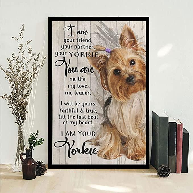 Yorkshire Portrait Canvas - I Am Your Friend Your Partner Your Yorkie Portrait Canvas - Gift For Dog Lovers, Yorkie Owner, Friends, Family - Amzanimalsgift