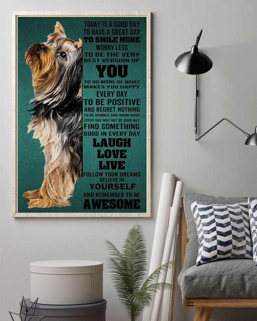 Yorkshire Portrait Canvas - Yorkie Today Is A Good Day Laugh Love Live To Be Awesome Portrait Canvas - Gift For Dog Lovers, Friends, Family - Amzanimalsgift