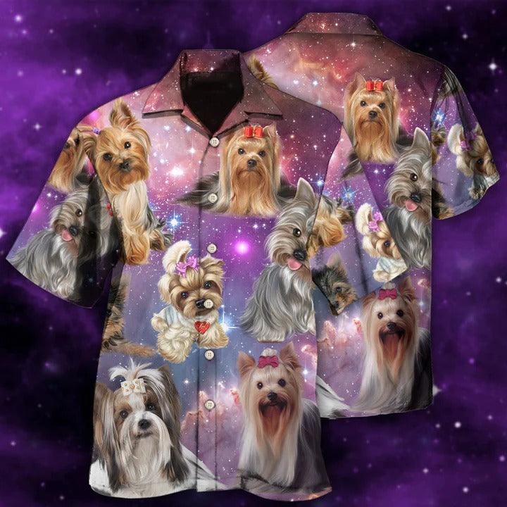 Yorkshire Terrier Aloha Hawaii Shirt - Yorkie Mysterious Galaxy Hawaiian Shirt For Summer - Perfect Gift For Dog Lovers, Friend, Family - Amzanimalsgift