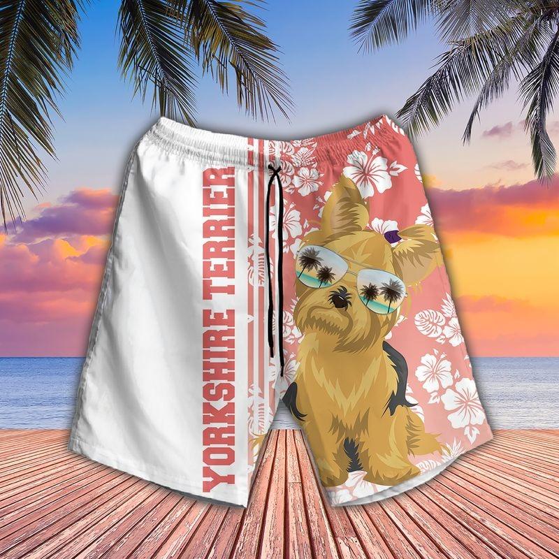 Yorkshire Terrier Aloha Hawaiian Shirt - Tropical Leaves Hawaiian Shirt, Yorkshire Terrier Sunglass Hawaiian Shirt For Men & Women, Dog Lover - Amzanimalsgift