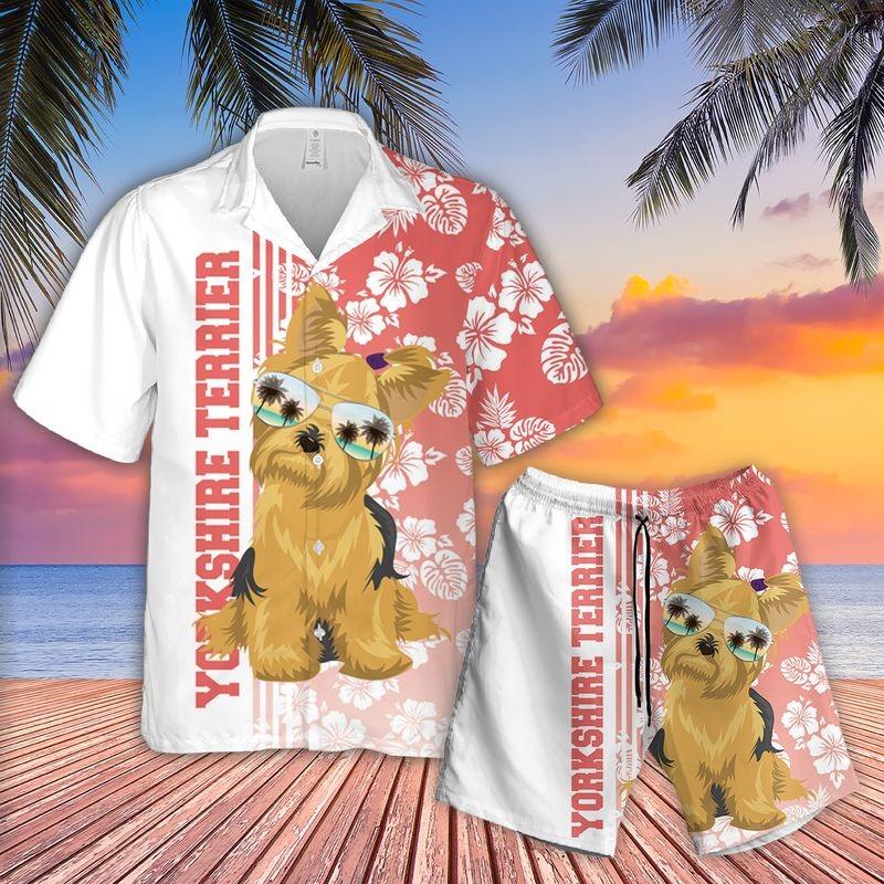 Yorkshire Terrier Aloha Hawaiian Shirt - Tropical Leaves Hawaiian Shirt, Yorkshire Terrier Sunglass Hawaiian Shirt For Men & Women, Dog Lover - Amzanimalsgift