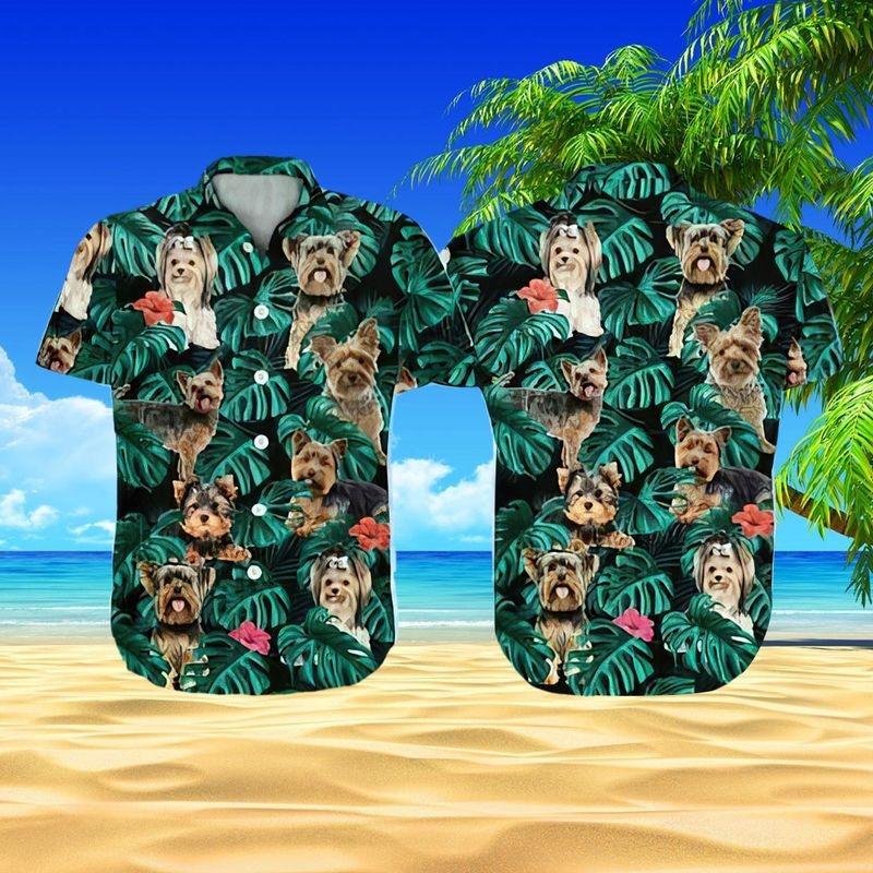 Yorkshire Terrier Aloha Hawaiian Shirt - Yorkshire Terrier Tropical Leaves Hawaiian Shirt, Tropical Coconut Hawaiian Shirt For Men & Women, Dog Lover - Amzanimalsgift