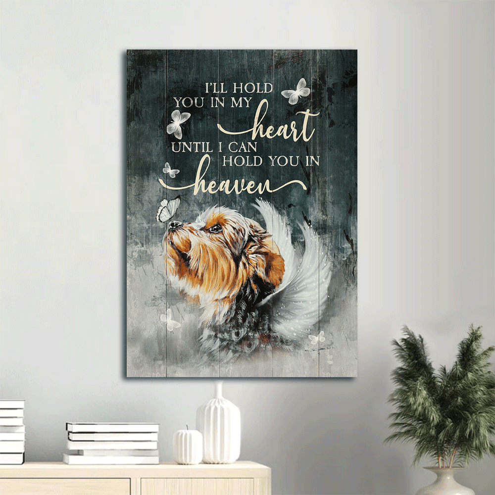 Yorkshire Terrier Dog Portrait Canvas - Yorkshire Terrier, Angel Wings, Crystal Butterfly, Jesus Canvas- I'll Hold You In My Heart Canvas - Gift for Yorkshire Terrier, Dog Lovers, Christian - Amzanimalsgift