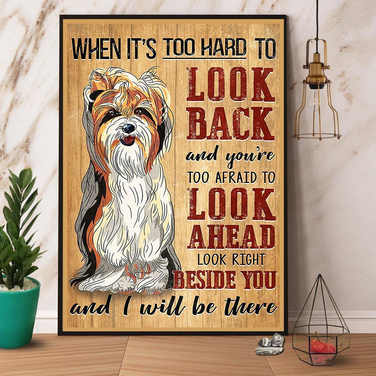 Yorkshire Terrier Portrait Premium Wrapped Canvas - When It's Too Hard To Look Back Canvas - Gift For Family, Friend, Yorkshire Terrier Lovers - Amzanimalsgift