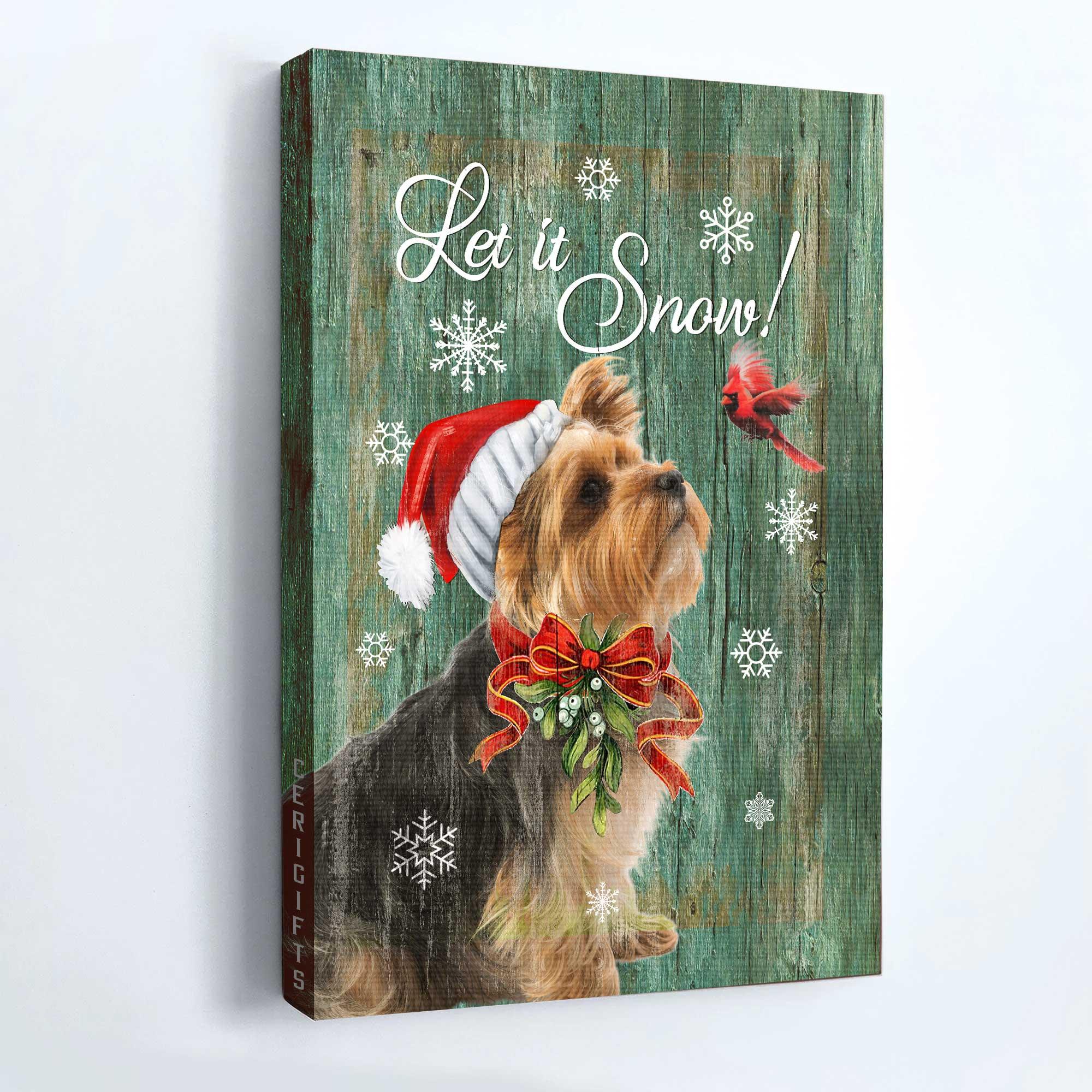 Yorkshire Terrier Premium Wrapped Portrait Canvas - Yorkshire Terrier, Cardinal, Christmas, Let It Snow - Gift For Yorkshire Terrier Lover, Dog Lovers - Amzanimalsgift