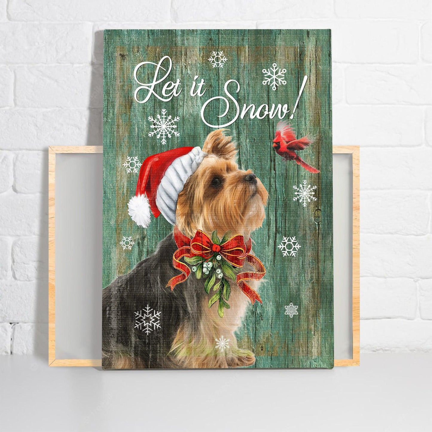 Yorkshire Terrier Premium Wrapped Portrait Canvas - Yorkshire Terrier, Cardinal, Christmas, Let It Snow - Gift For Yorkshire Terrier Lover, Dog Lovers - Amzanimalsgift