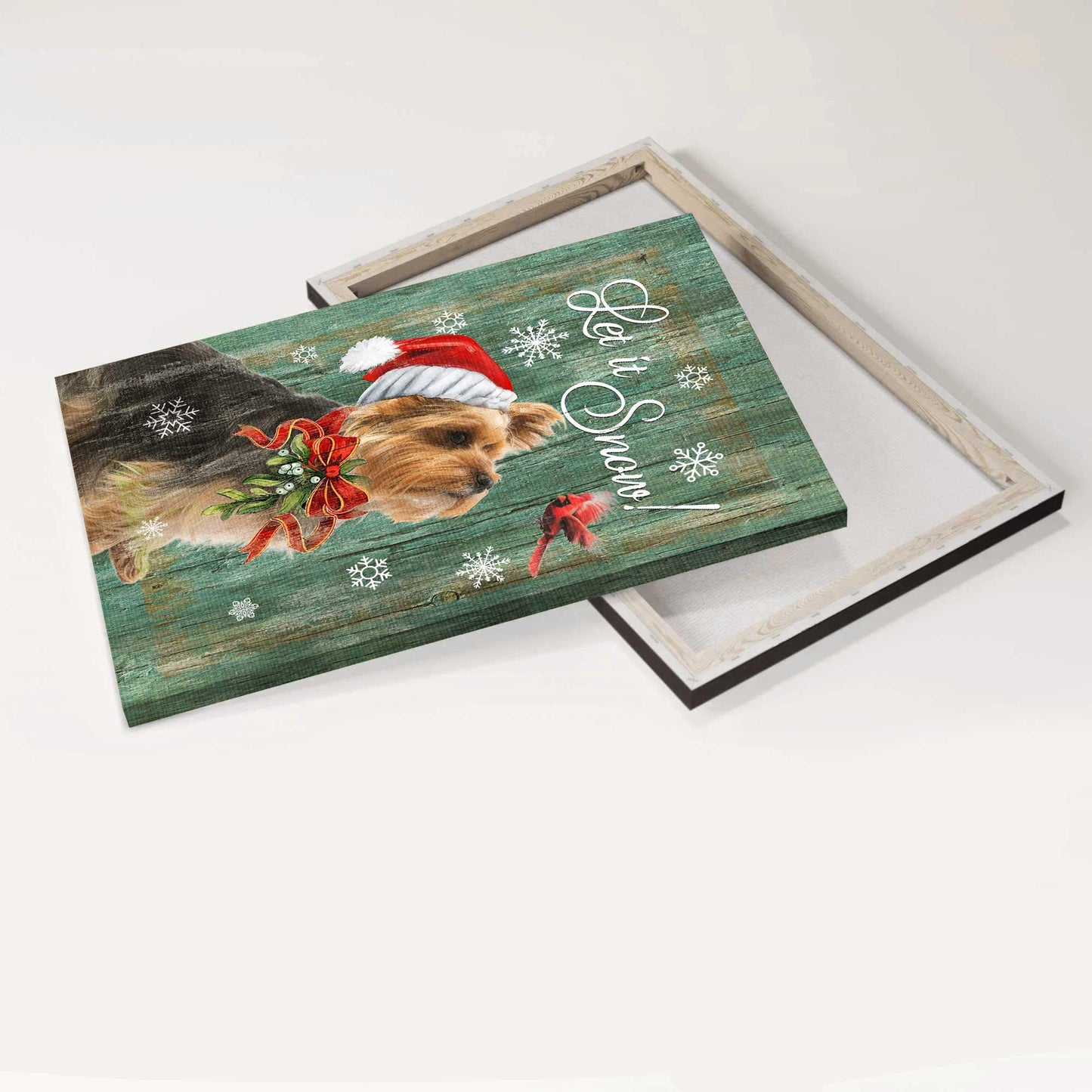 Yorkshire Terrier Premium Wrapped Portrait Canvas - Yorkshire Terrier, Cardinal, Christmas, Let It Snow - Gift For Yorkshire Terrier Lover, Dog Lovers - Amzanimalsgift
