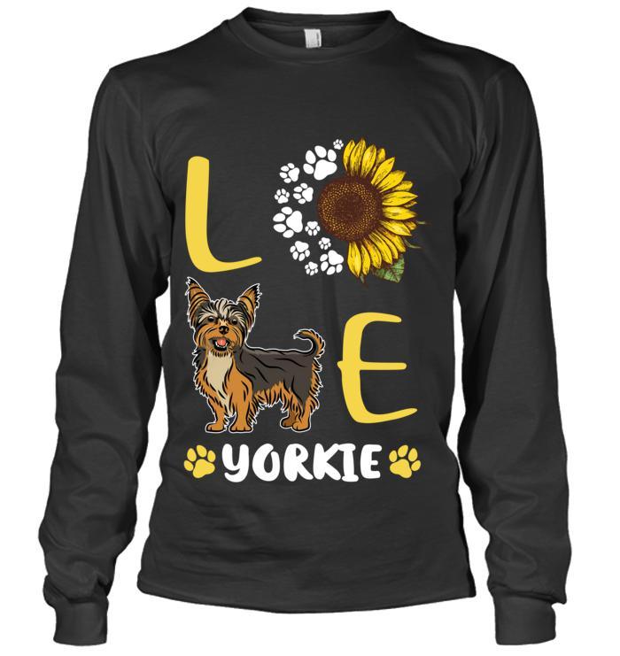 Yorkshire Terrier Unisex Long Sleeve - Sunflower, Paws, Love Yorkie Unisex Long Sleeve - Gift For Yorkie Lovers, Family, Friends - Amzanimalsgift