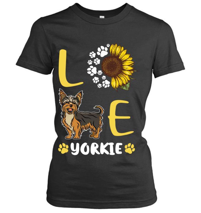 Yorkshire Yorkie Women's T Shirt - Love Yorkie With Sun Flower Women T Shirt - Gift for Dog Lovers, Mother, Family, Friends - Amzanimalsgift