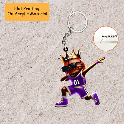 Personalized Basketball Christmas Ornament, Dabbing Mascot Gold Crown, Custom Ornament Christmas Gift, Keychain Bowling, Car Ornament Bowling