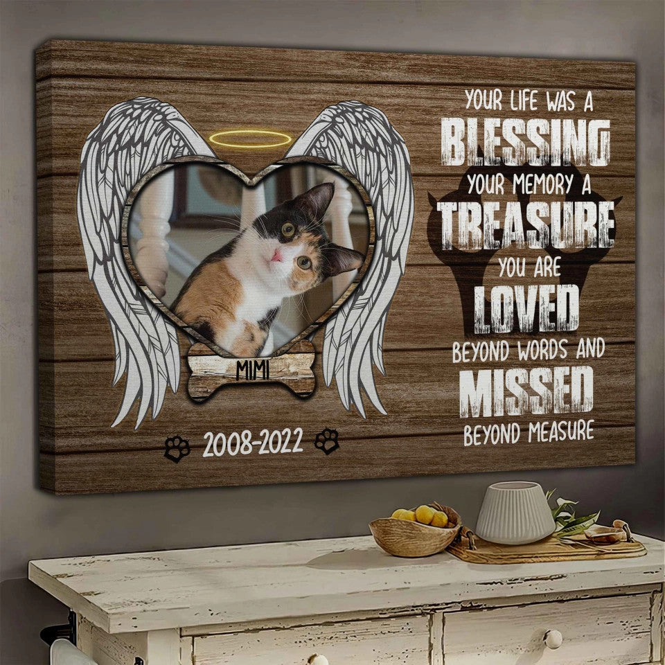Custom Photo Cat Premium Wrapped Landscape Canvas, Cat Loss Gift, Loss Cat, Personalized Memorial Cat Gifts - Perfect Gift For Cat Lovers, Pet Lovers