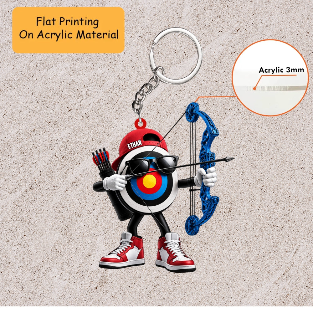 Personalized Archery Christmas Ornament, Cool Target Mascot With Compound Bow, Custom Ornament Christmas Gift, Keychain Archery, Car Ornament Archery