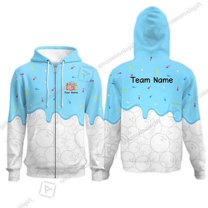 Customized Bowling Jersey Shirt, Ice Cream Sweet Melting Drip Bowling, Custom Bowling Team Shirt With Name and Team Name