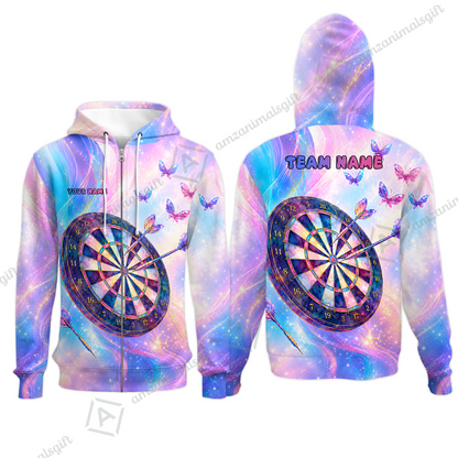 Custom Dart Jersey Team Shirt For Players, Dart Pastel Galaxy Butterfly, Personalize Name and Team Name