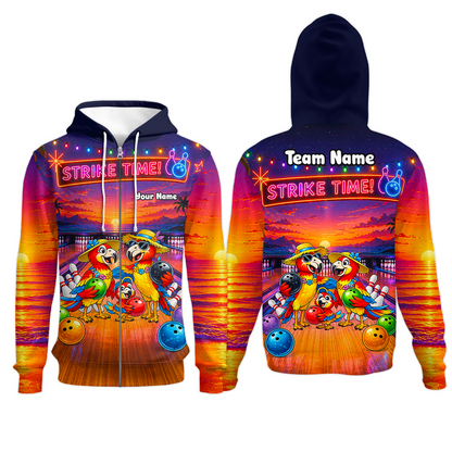 Custom Bowling Jersey Polo Shirt, Parrot Family, Custom Bowling Jersey Team Shirt For Players With Name and Team Name