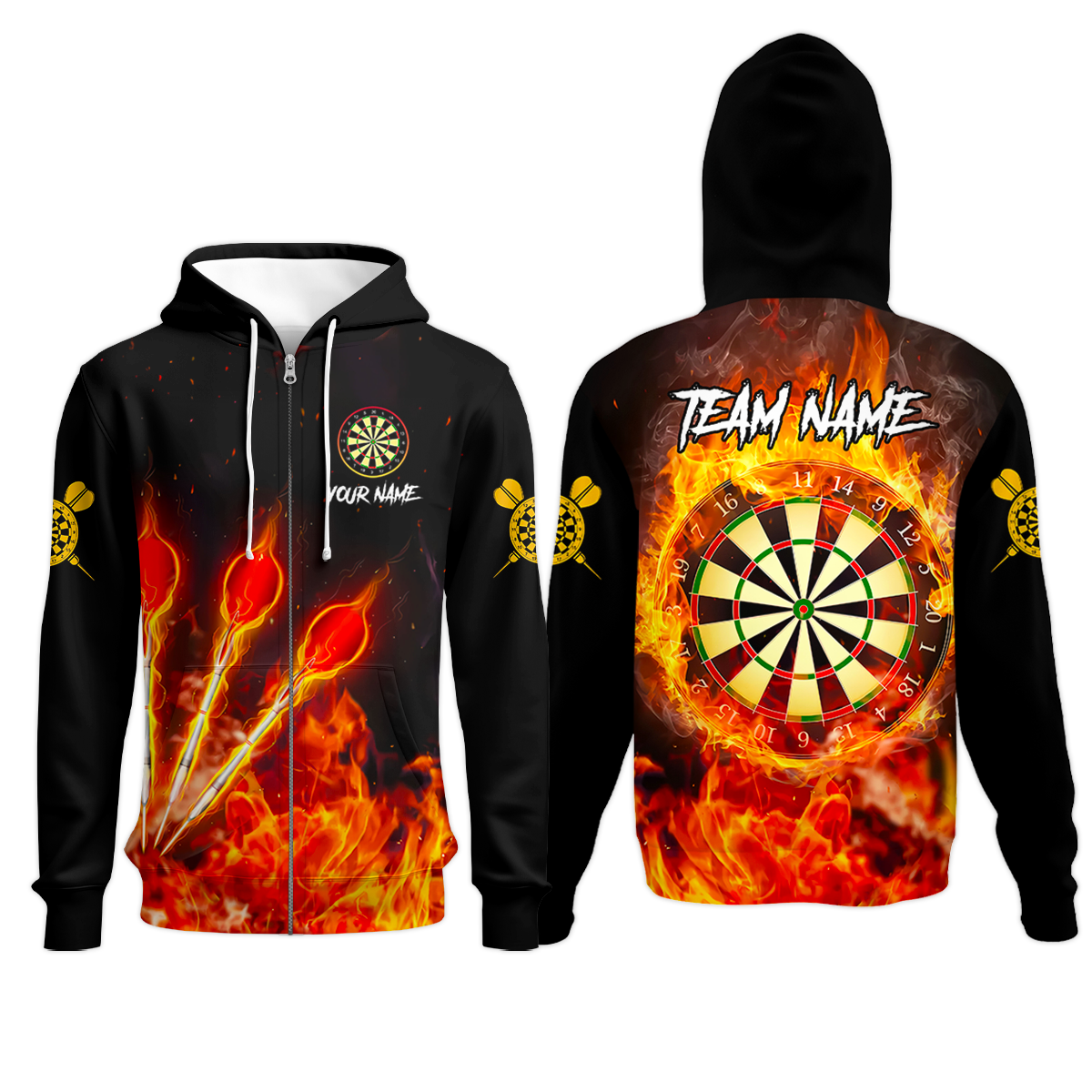 Custom Dart Jersey Team Shirt For Players, Dart Flame, Personalize Name and Team Name