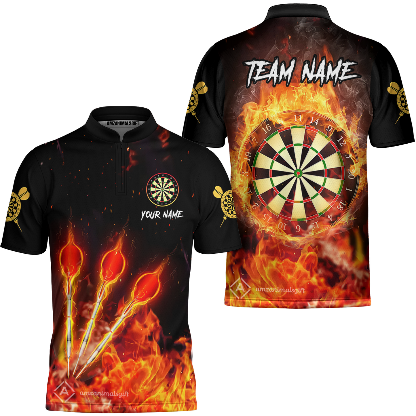 Custom Dart Jersey Team Shirt For Players, Dart Flame, Personalize Name and Team Name