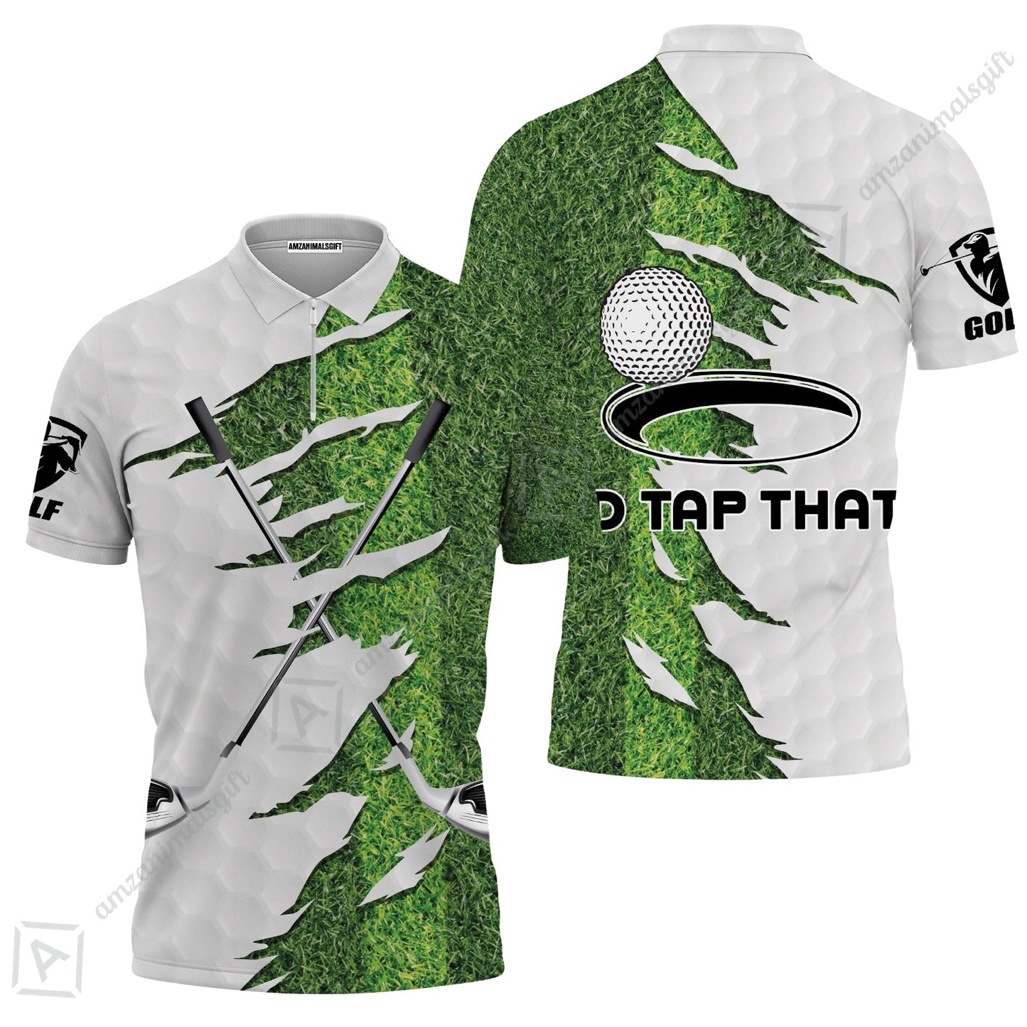 Green Golf Course Long Polo Shirt, I'd Tap That Golf Long Polo Shirt