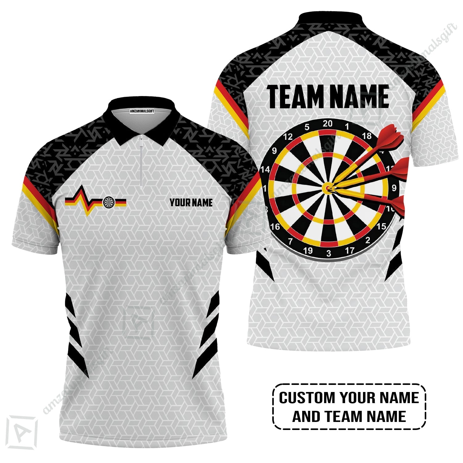 Custom Germany Darts Zip Polo Shirt, Personalized Darts For Team Zip Polo Shirt