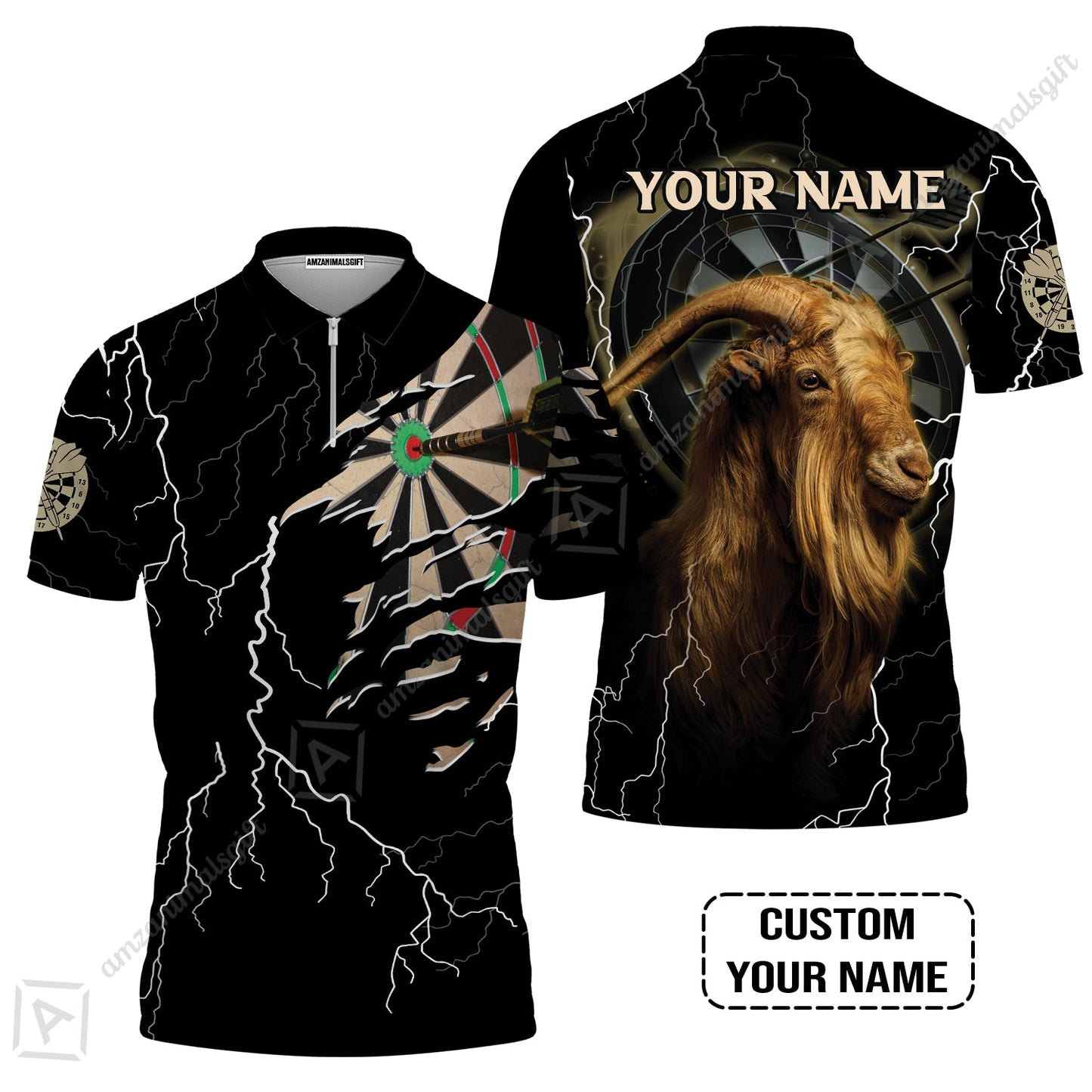 Customized Name Darts Long Polo Shirt, Bullseye Dartboard Personalized Goat And Darts Long Polo Shirt
