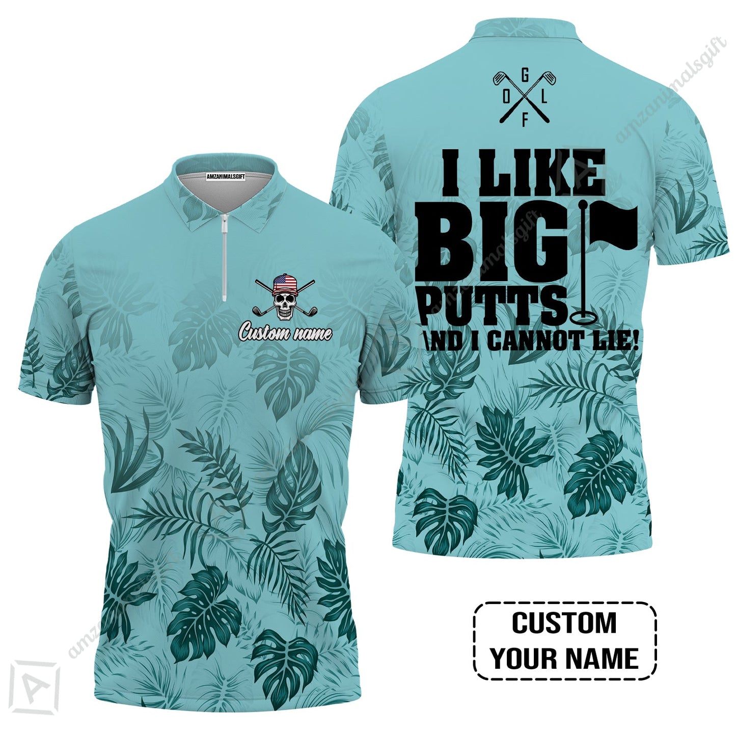 Golf Custom Name Long Polo Shirt - I Like Big Putts And I Cannot Lie Personalized Long Polo Shirt