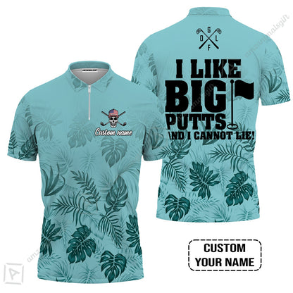 Golf Custom Name Long Polo Shirt - I Like Big Putts And I Cannot Lie Personalized Long Polo Shirt