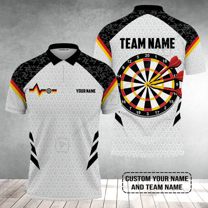 Custom Germany Darts Men Polo Shirt, Personalized Darts For Team Zip Polo Shirt