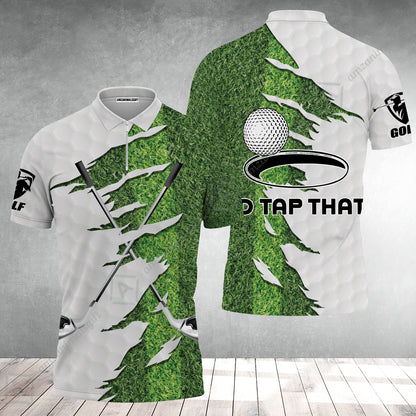Green Golf Course Zip Polo Shirt, I'd Tap That Golf Zip Polo Shirt