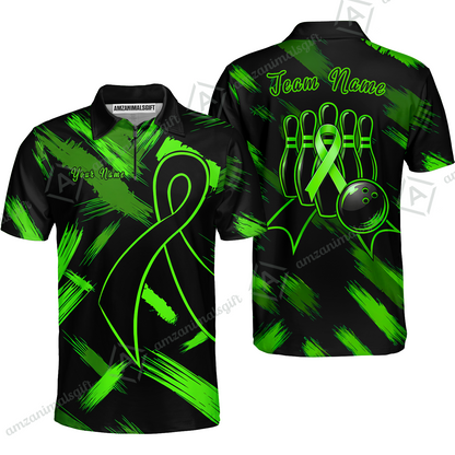 Customized Awareness Pink Blue Ribbon Bowling Jersey, Custom Name And Team Name For Bowlers