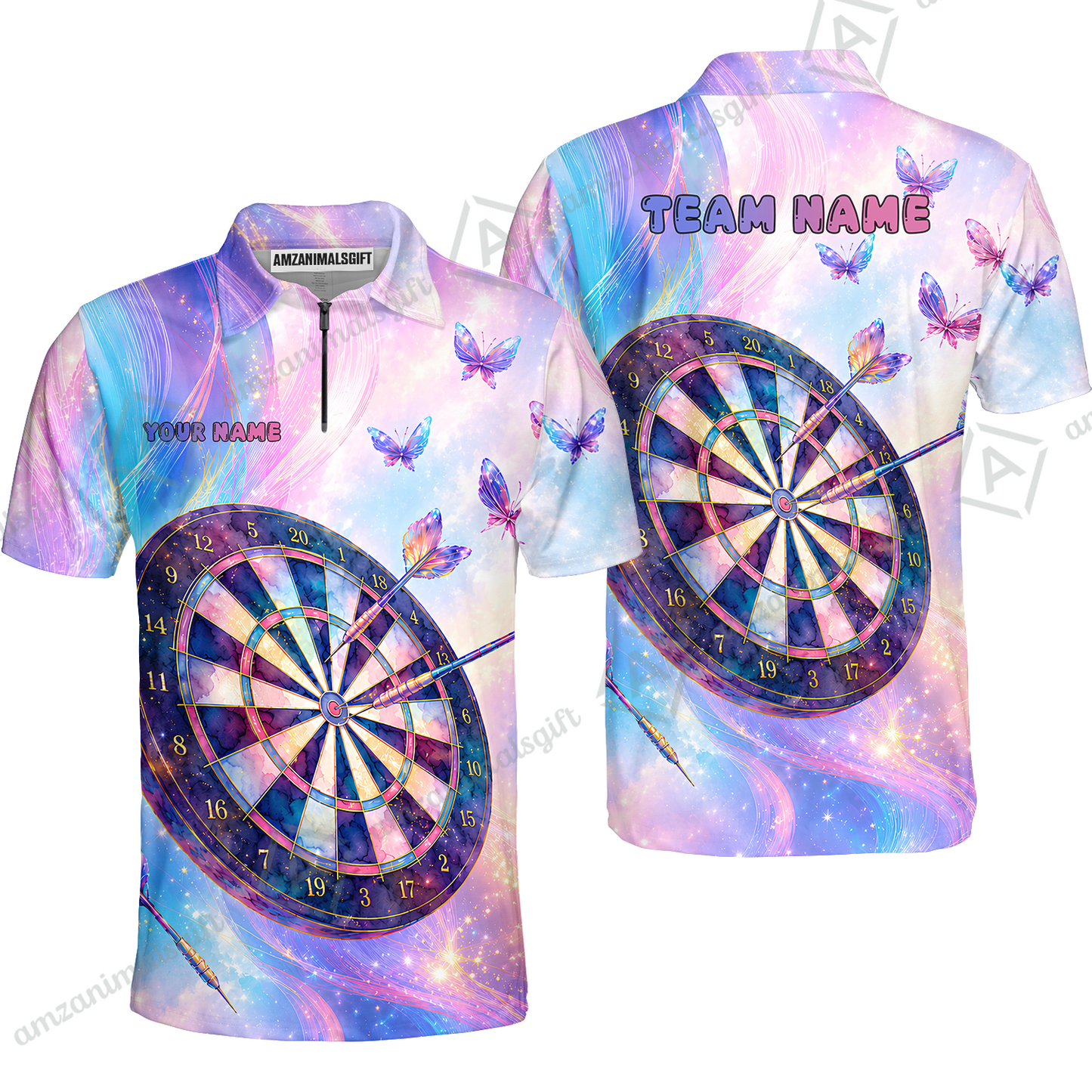 Custom Dart Jersey Team Shirt For Players, Dart Pastel Galaxy Butterfly, Personalize Name and Team Name