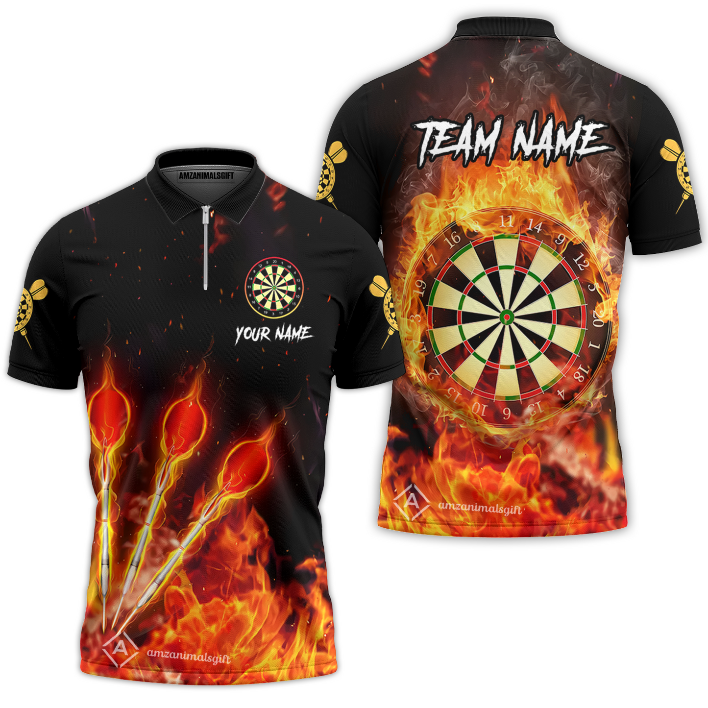 Custom Dart Jersey Team Shirt For Players, Dart Flame, Personalize Name and Team Name
