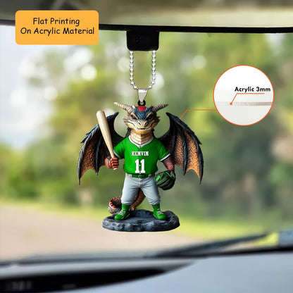 Personalized Baseball Christmas Ornament, Dark Fantasy Dragon Batter, Custom Ornament Christmas Gift, Keychain Bowling, Car Ornament Bowling