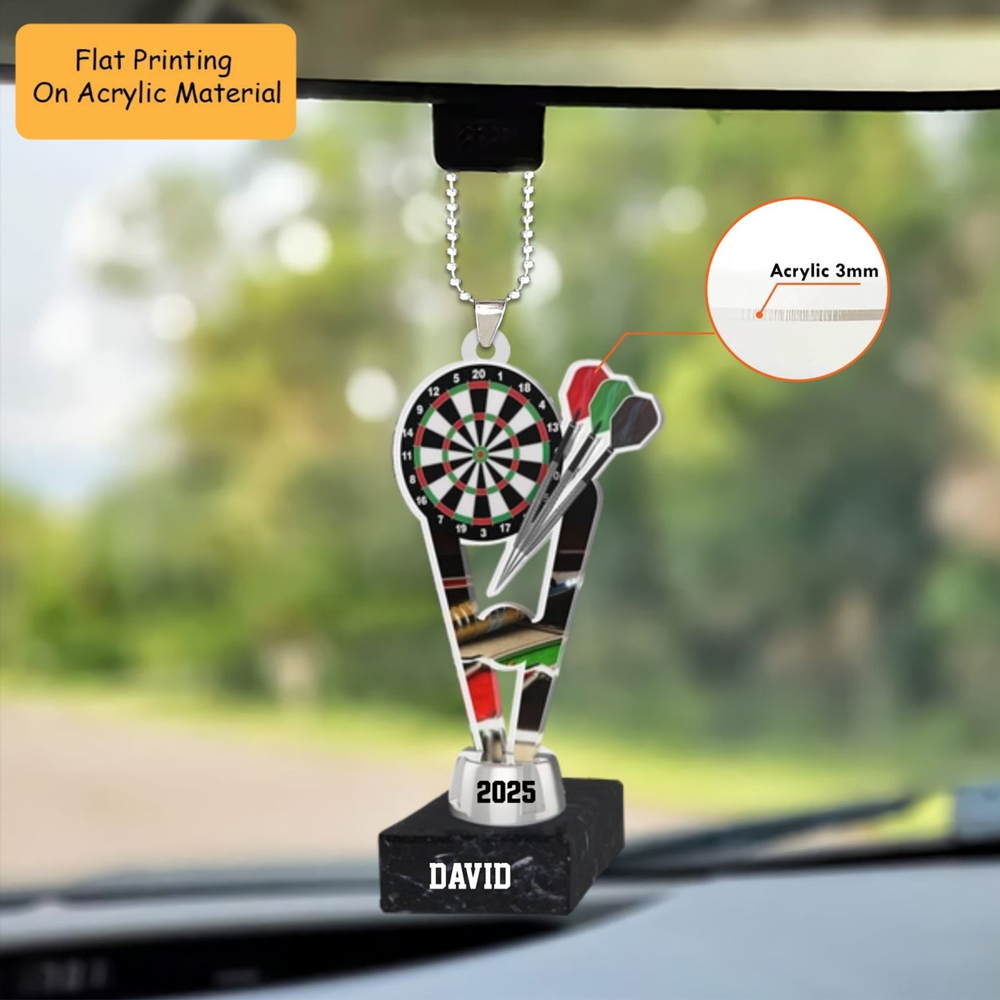 Personalized Dart Board Holding Pins Acrylic Ornament, Dart Board Keychain, Car Ornament, Christmas Ornament Gifts