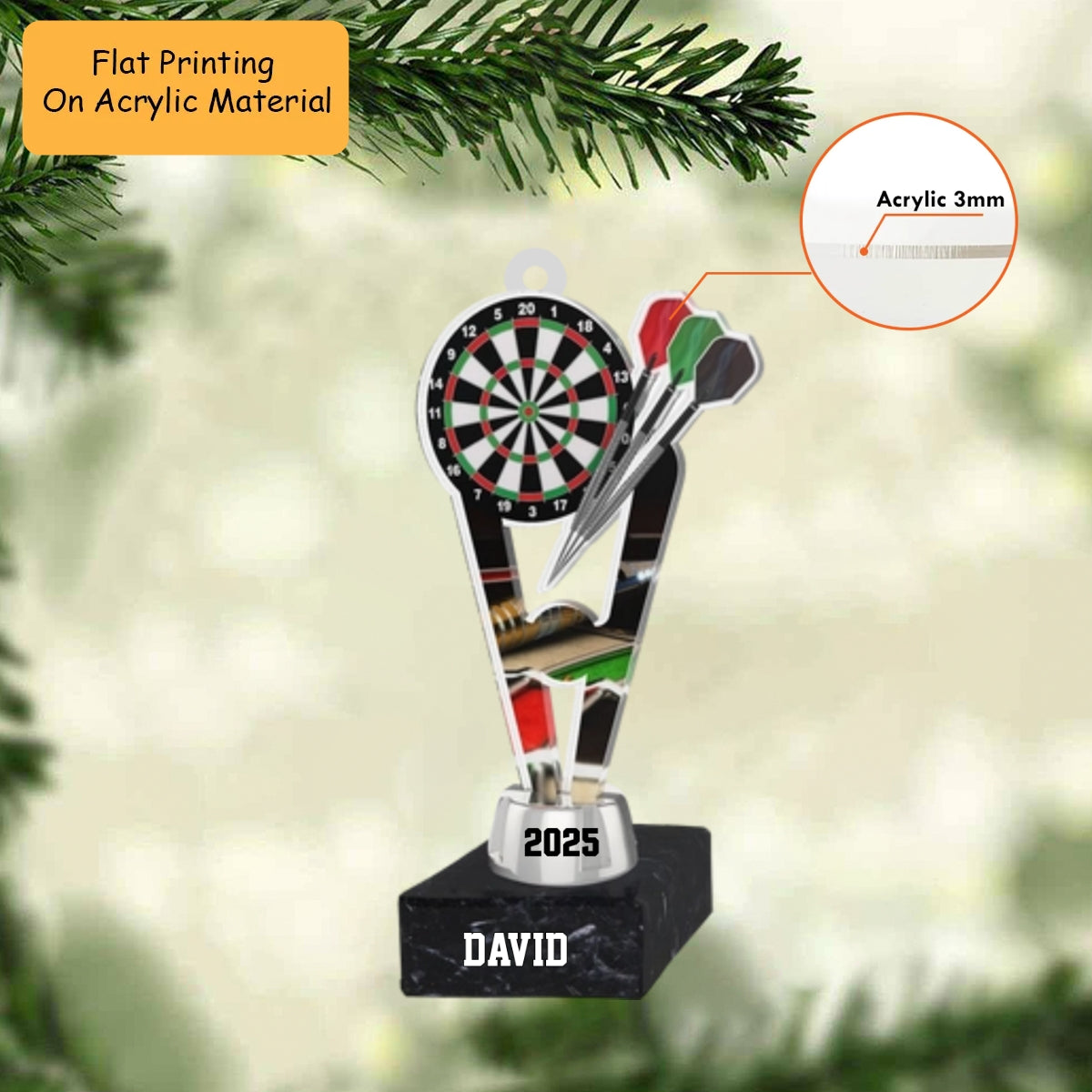 Personalized Dart Board Holding Pins Acrylic Ornament, Dart Board Keychain, Car Ornament, Christmas Ornament Gifts