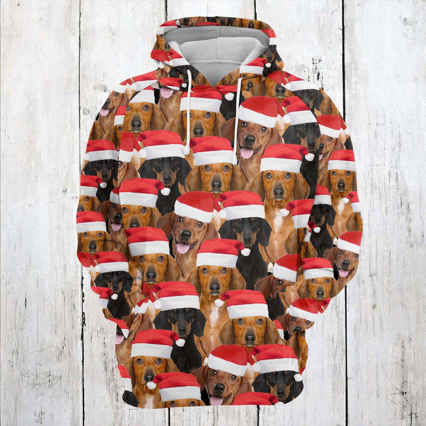 Dachshund Christmas hat Pullover Premium Hoodie, Perfect Outfit For Men And Women On Christmas New Year Autumn Winter