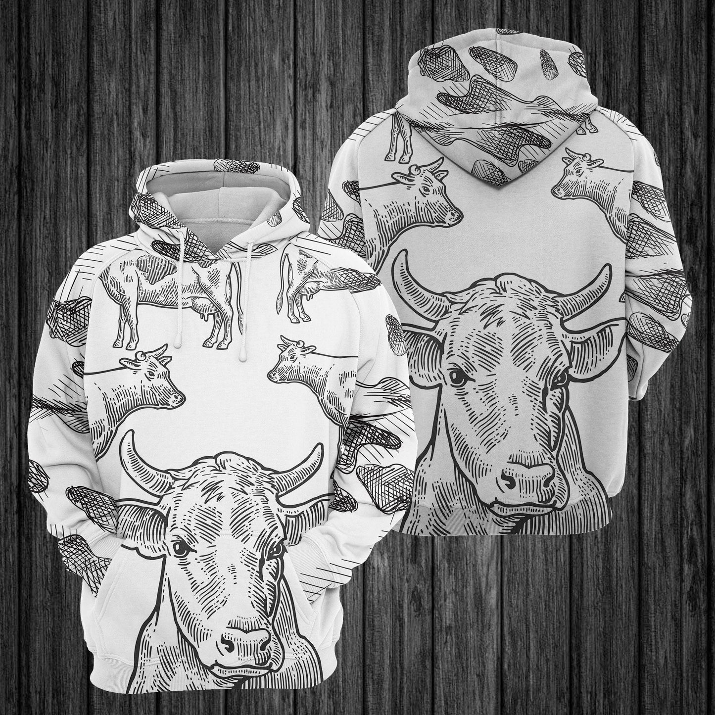 Cow Family Print Pullover Premium Hoodie, Perfect Outfit For Men And Women On Christmas New Year Autumn Winter