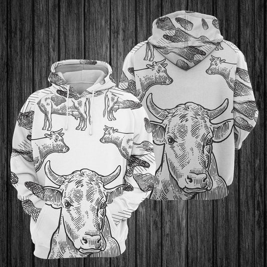 Cow Family Print Pullover Premium Hoodie, Perfect Outfit For Men And Women On Christmas New Year Autumn Winter
